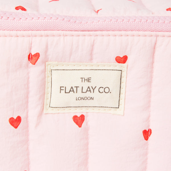 Marshmallow Flat Lay Makeup Box Bag - Sweet Pink Hearts