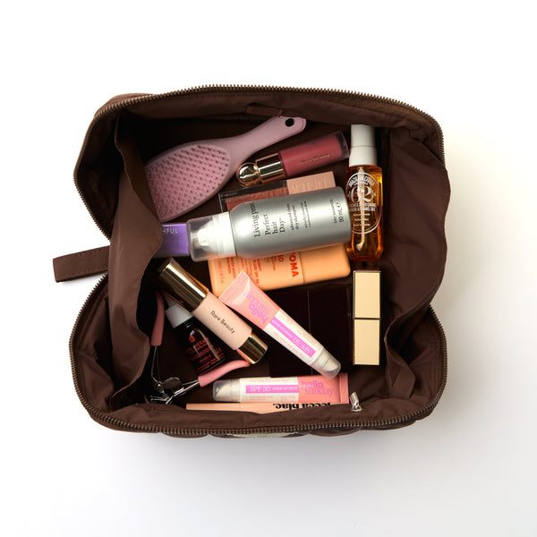 Marshmallow Flat Lay Makeup Box Bag - Espresso