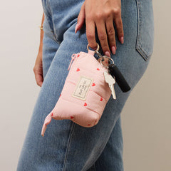 Mini Keyring Pouch - Sweet Pink Hearts