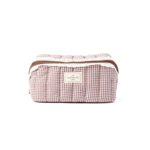 Marshmallow Flat Lay Makeup Box Bag - Mocha Gingham