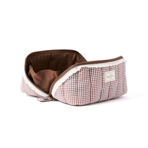 Marshmallow Flat Lay Makeup Box Bag - Mocha Gingham