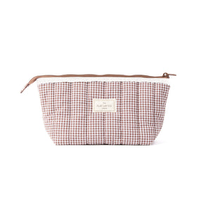 Padded Essential Makeup Pouch - Mocha Gingham