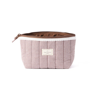 Padded Essential Makeup Pouch - Mocha Gingham
