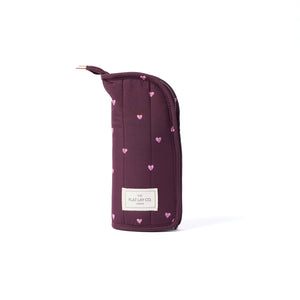 Marshmallow Box Bag & Brush Case Bundle - Chocolate Plum Hearts