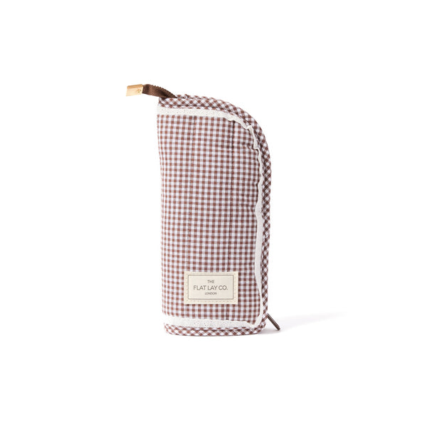 Marshmallow Box Bag & Brush Case Bundle - Mocha Gingham