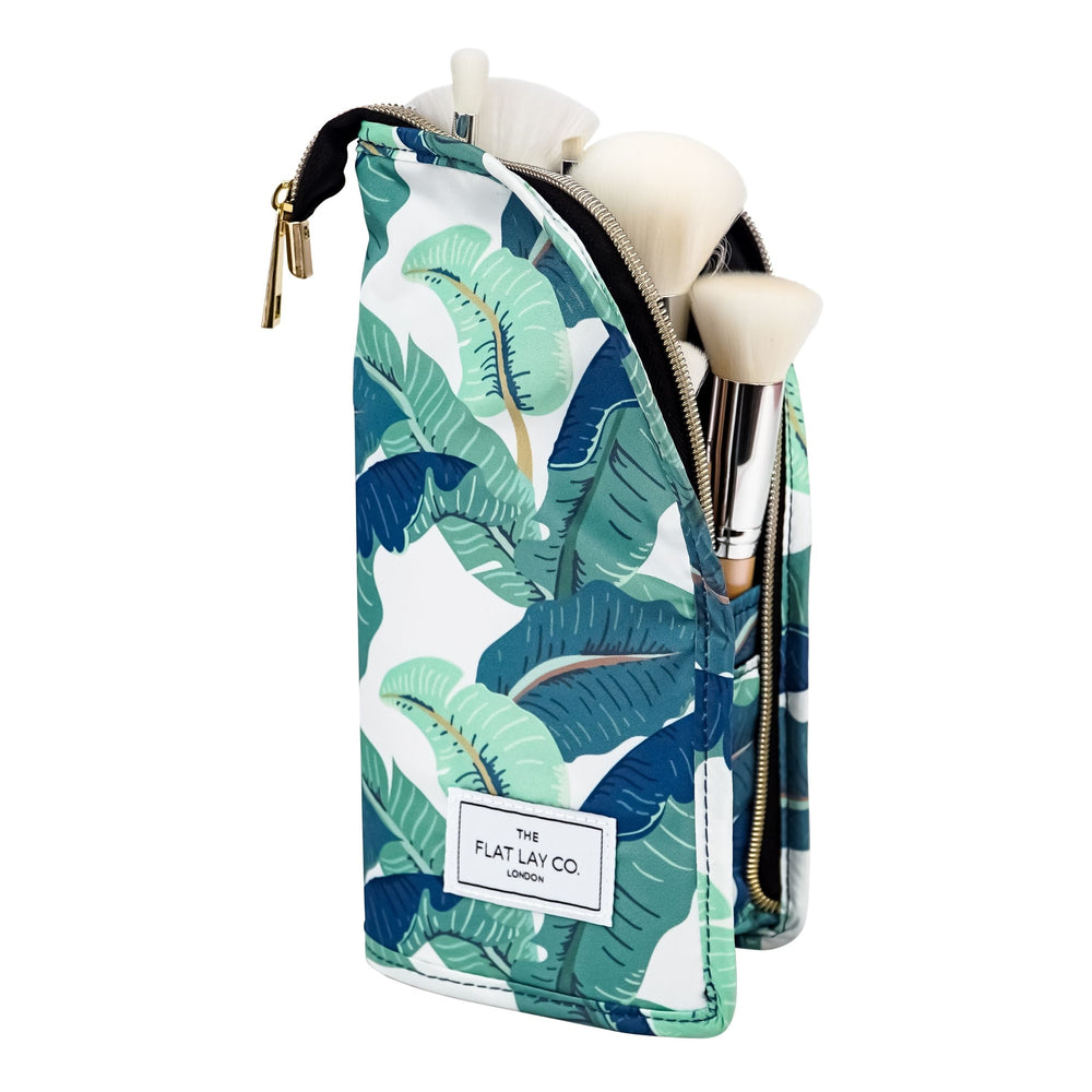 XXL Standing Makeup Brush Case - Tropical Leaves