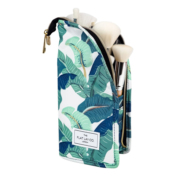 XXL Standing Makeup Brush Case - Tropical Leaves