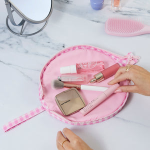 Parachute Lunar Flat Lay Makeup Pouch - Pink Gingham