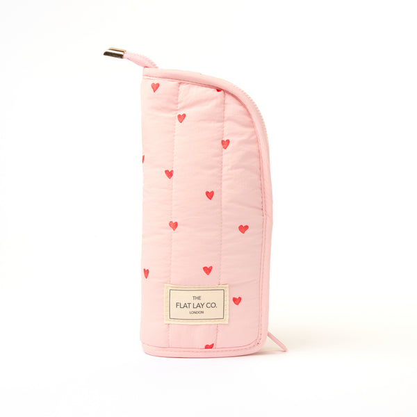 Marshmallow Box Bag & Brush Case Bundle - Sweet Pink Hearts