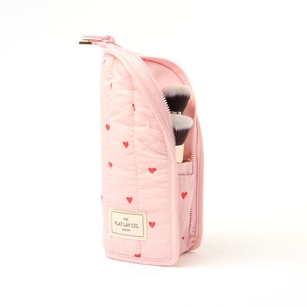 Marshmallow Box Bag & Brush Case Bundle - Sweet Pink Hearts
