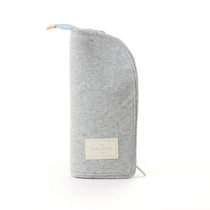 Standing Makeup Brush Case - Cotton Ribbed Gray
