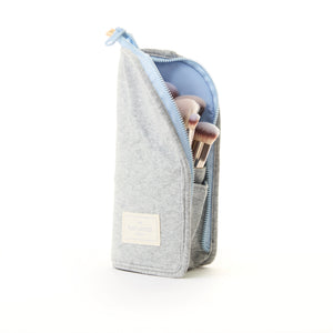 Standing Makeup Brush Case - Cotton Ribbed Gray