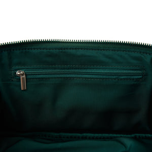 Flat Lay Makeup Box Bag - Green Leaves Embroidered Velvet