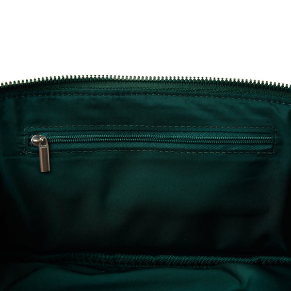 Flat Lay Makeup Box Bag - Green Leaves Embroidered Velvet