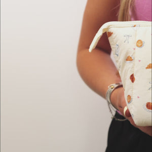 Padded Essential Makeup Pouch - Cotton Blue Pinstripes